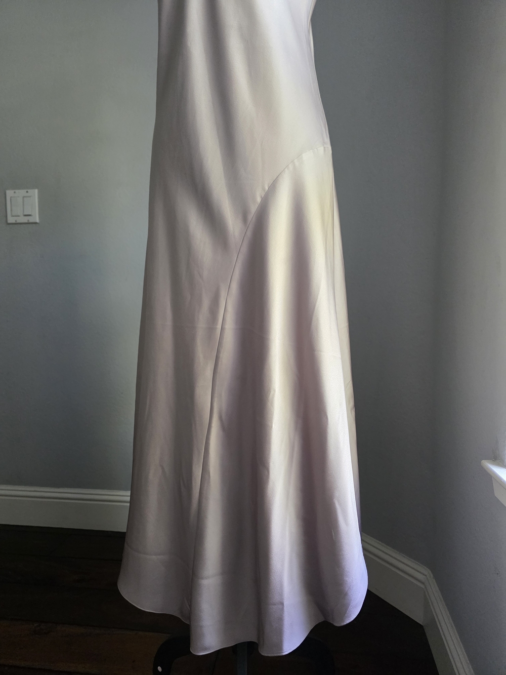 ALLSAINTS Arta V-Neck Asymmetric Hem Satin Midi Dress - Size Medium - Picture 3 of 8